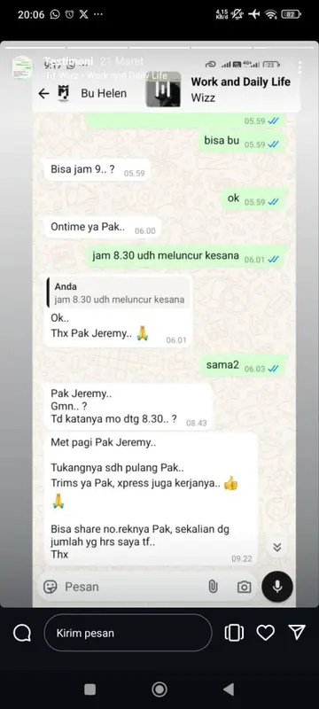 Foto hasil service AC dari review Anita Dewi